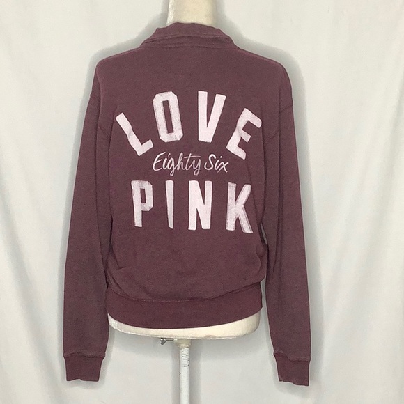Pink Victoria’s Secret Burgundy 1/4 Zip Pullover Size XS - Picture 2 of 16